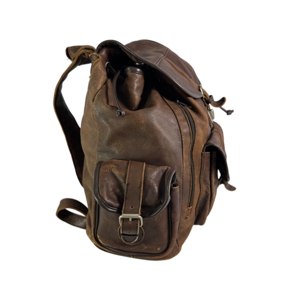 Genuine strong brown leather backpack rucksack carry all multi pockets carry all main image 7